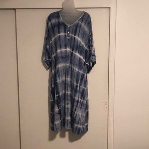 Dwell and Slumber Blue Tie Dye Caftan Dress NWT